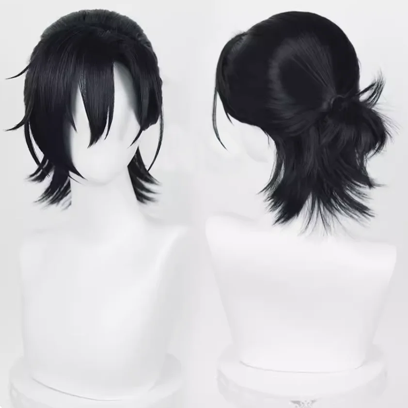 

Anime Summer Time Rendering Cosplay Wig Bluish Black Short Hair Heat Resistant Synthetic Halloween Party Accessories Props