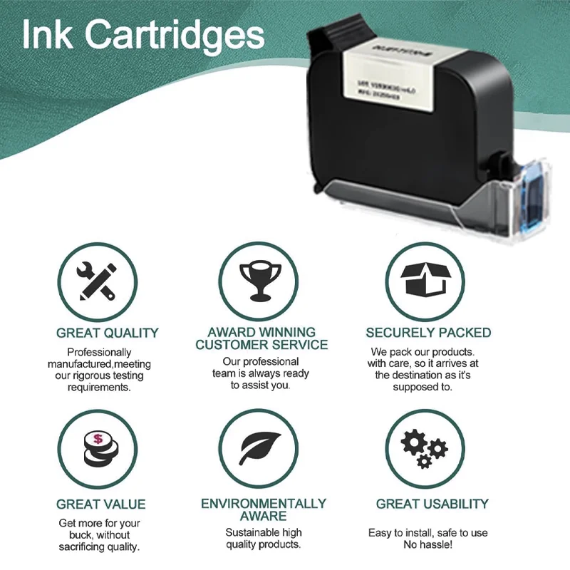 12.7mm A Level Original Ink 10pcs Cartridge Quick Dry Black B Level Handheld Ink