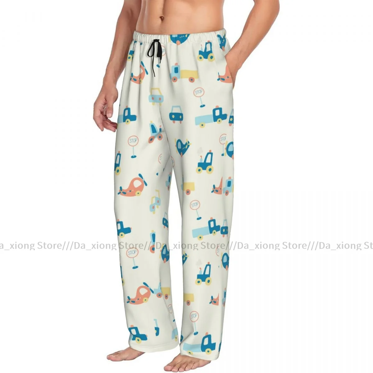 

Men's Casual Pajama Sleeping Pants Cute Cars And Airplain Lounge Loose Trousers Comfortable Nightwear