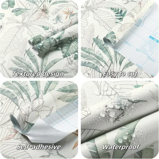Tropical Palm Leaf Peel & Stick Wallpaper – Light Green Olive 6