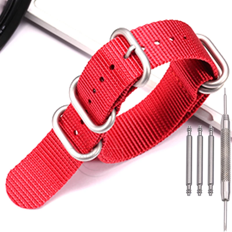 Heavy Duty Nylon Strap with Five-Ring Buckle - Canvas Watch Bracelet