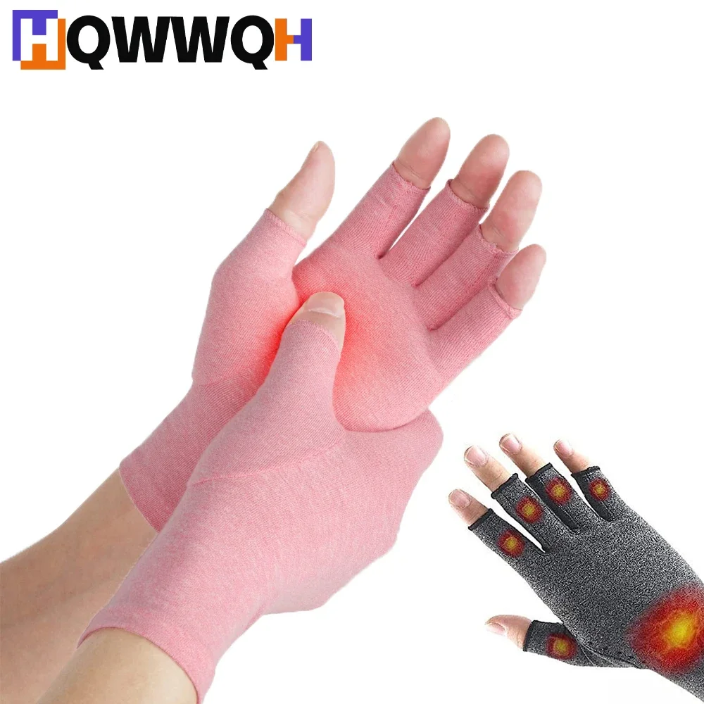 1Pair Arthritis Gloves Women Men, Relief Pain Carpal Tunnel, Rheumatiod, Tendonitis, Fingerless Hand Thumb Compression Gloves