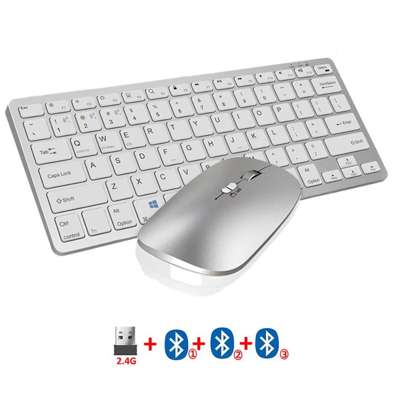 Jomaa-conjunto de Teclado e Mouse Multimídia sem Fio Mini Combo Recarregável 2.4g Bluetooth Laptop pc
