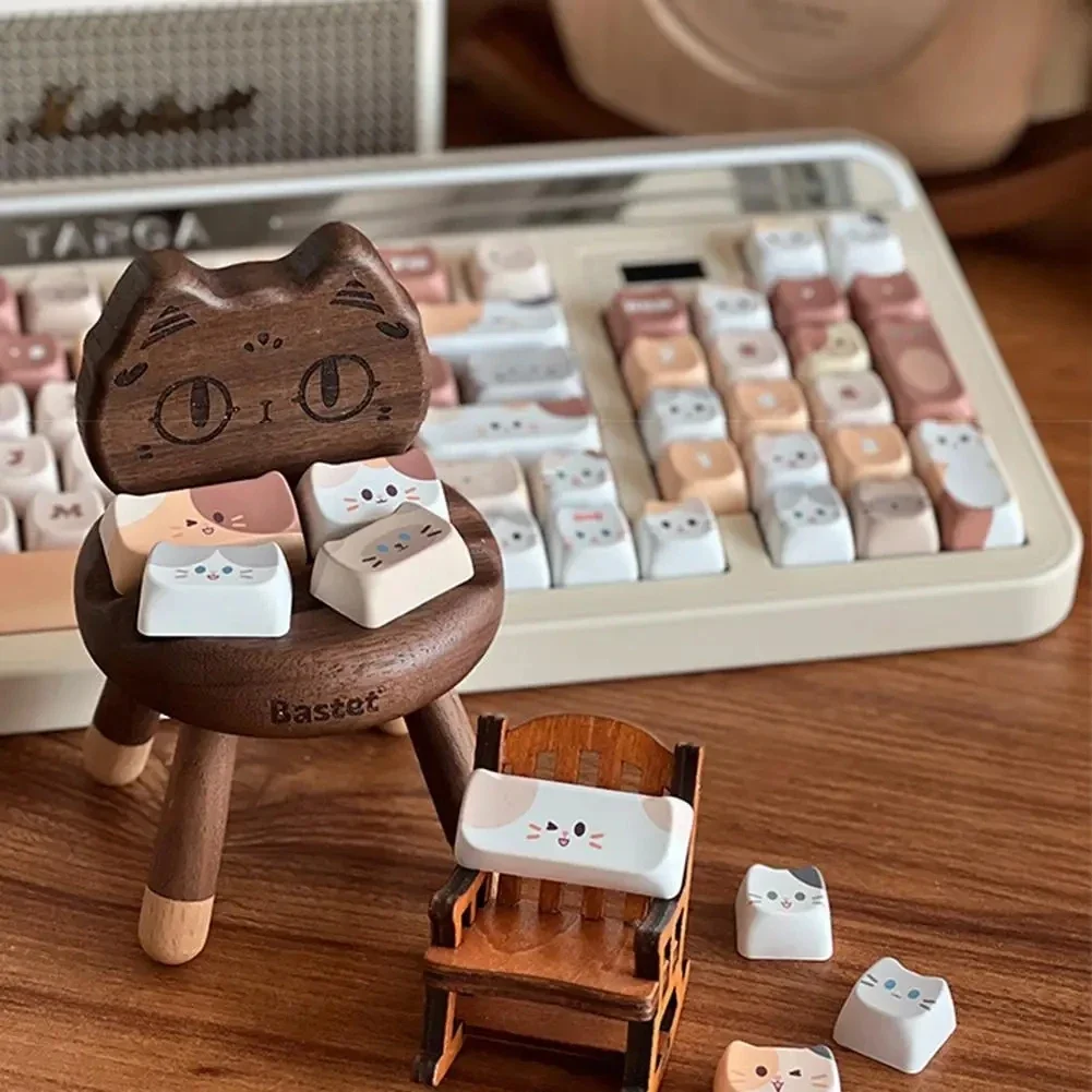 Gato Bonito Keycaps Conjunto para Meninas Teclados Quadrado Key Cap Mao Perfil Pbt mx Teclado Mecânico Presente em Estoque Bonito - Imagem 3