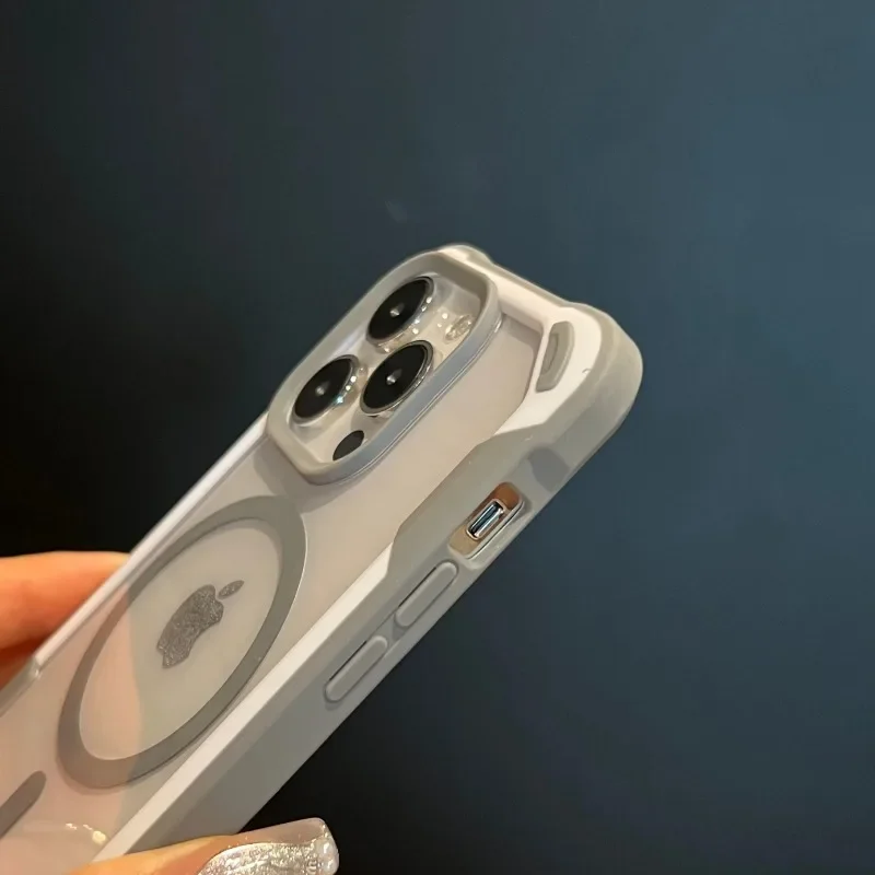 Magnetic Shockproof Transparent Acrylic Phone Case with Armor Protection