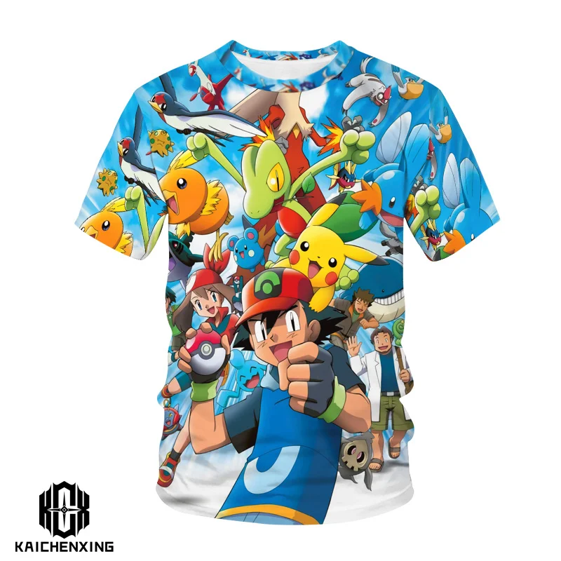 

2023 Year New Summer Pokemon 3D T Shirt Boys Girls Children Fashion Short Sleeve Printed Cool Tops Tees Boy Girl Kids Clothing