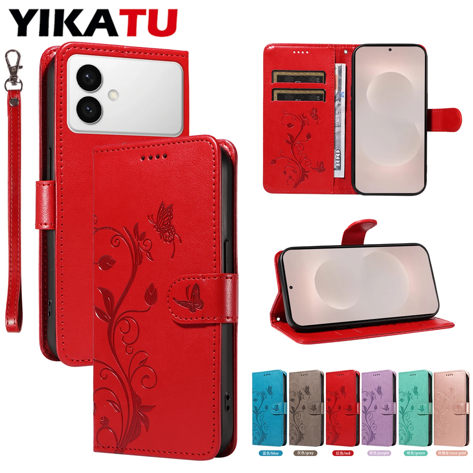 Magnetic Leather Wallet Phone Case - Skin-Friendly Cover