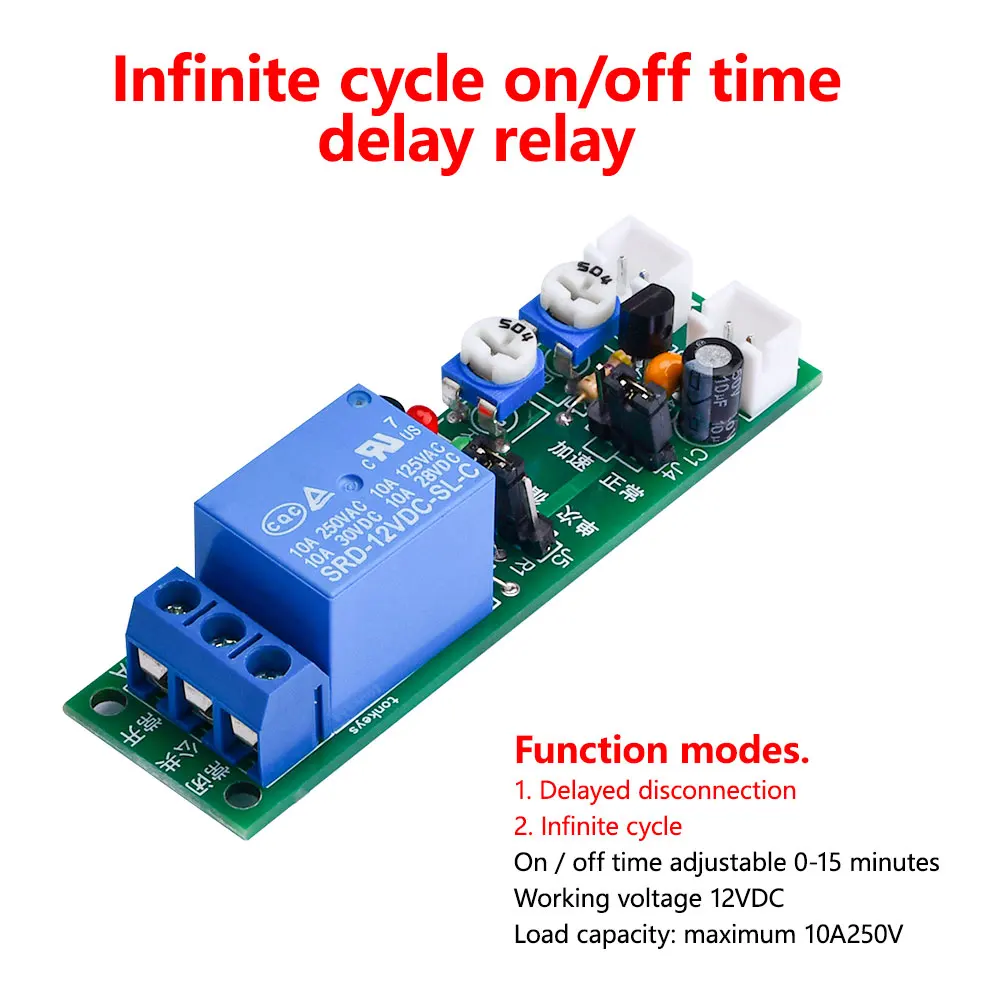 thumbnail image 2 of DC 5V 12V 24V Adjustable Time Delay Timing Timer Delay Turn ON/OFF Relay Switch 2 of 12