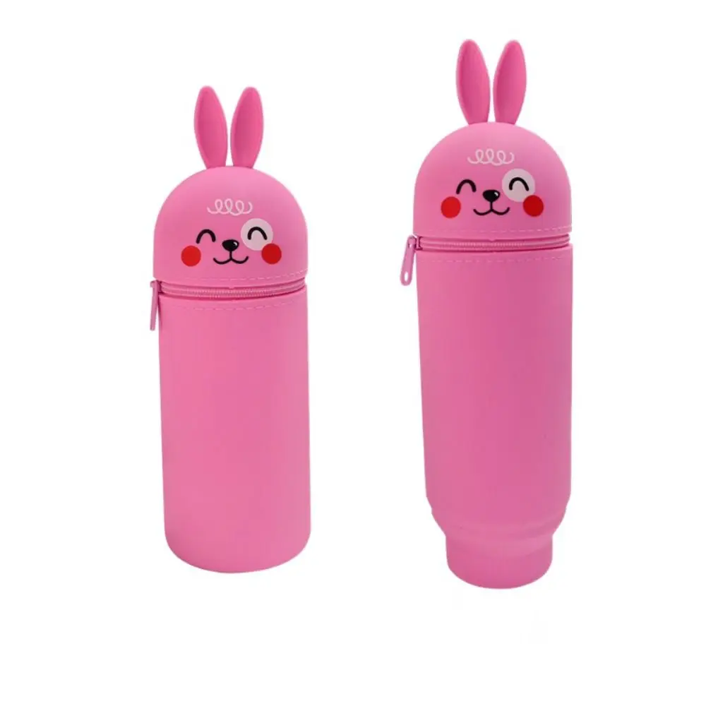 1pc 귀여운 접이식 연필 케이스 동물 모양 먼지 방지 펜 컨테이너 토끼 상어 실리콘 펜 상자 학생용