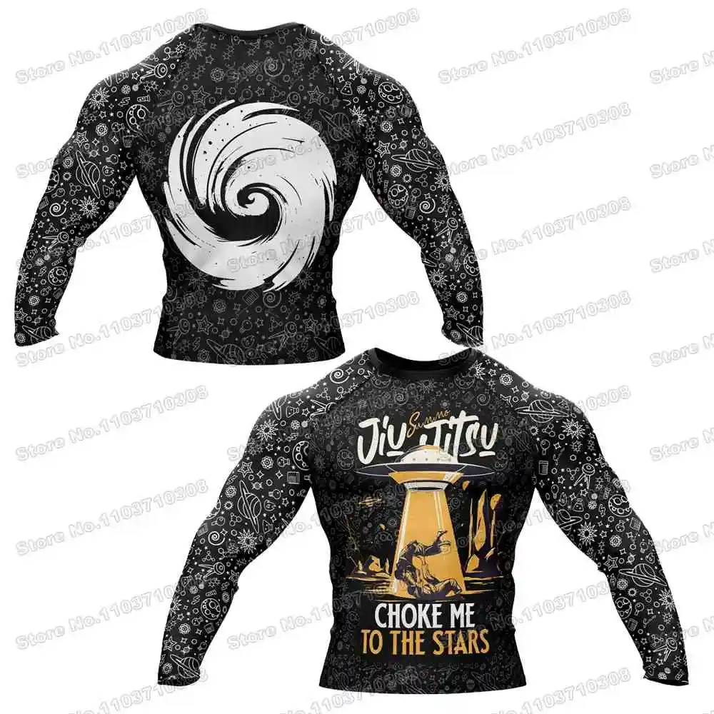 Galaxy Choke Rash Guards Surfing Beach Trousers Swimwear Diving Gym Shirts Long sleeves MMA BJJ Men Jiu Jitsu Fitness Sets