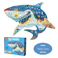 Cartoon Irregular Puzzles Paper 128 Pieces for Kid Educational Toy Various Mermaid Space Polar Bear Shark Elephant Gift for Kid 1