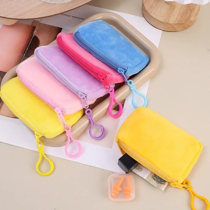 Coin Purse 6pcs Plush Women Mini Square Change Pouch Wallet Headphone Bag Key Holder Zero Wallet Box