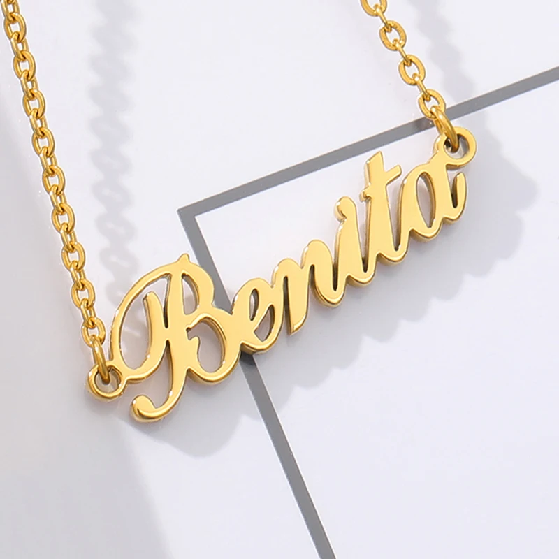 Custom Name Necklaces For Women Men Stainless Steel Customized Necklace Pendant Male Female Personalized Neck Chain Jewelry Gift