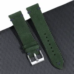 High Quality Blue Suede Leather Vintage Watch Strap and Sport Bracelet Accessory - 22mm (Green black)