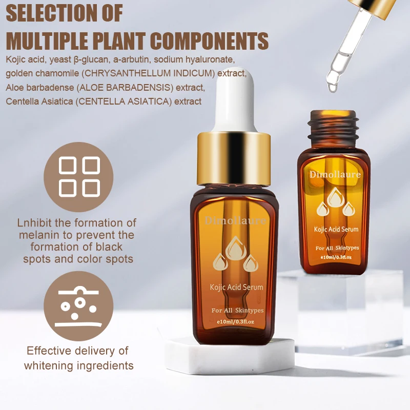 2pc Dimollaure Kojic acid Face Serum, Moisturizing Friming Clear Skin Color Smooths Pores Softening Skin Streaming  Essence 5