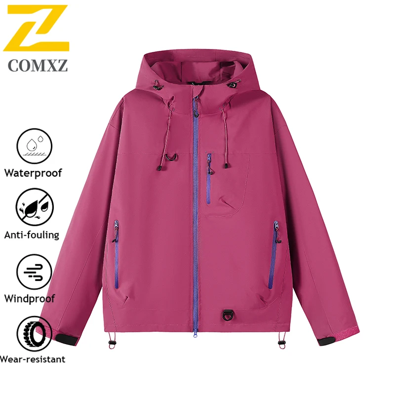 High quality Outdoor Hooded Chambray Jacket Waterproof Windproof  Men Women's Unisex Windbreaker Apparel Camping Hiking Best