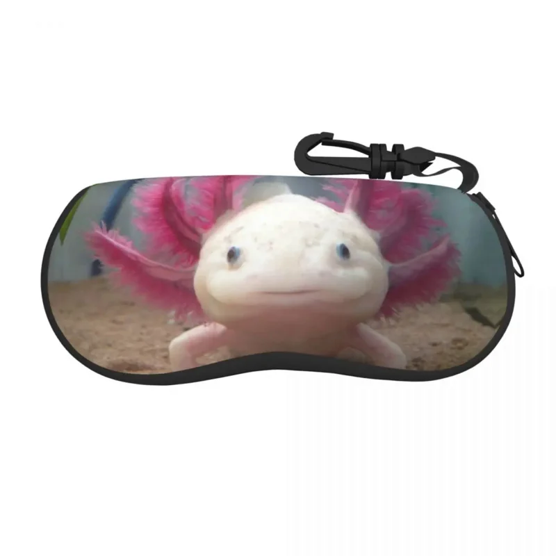 

Custom Smiling Leucistic Axolotl Glasses Case Portable Salamander Animal Shell Eyeglasses Case Sunglasses Box