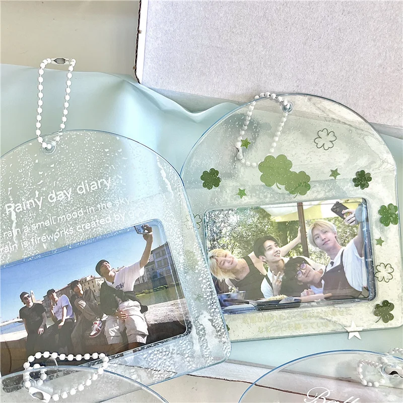 Lucky Clover Horizontal Card Holder Cute Hard Plastic ID Card Protector Collectible Photo Card Sleeve for K-Pop Cards