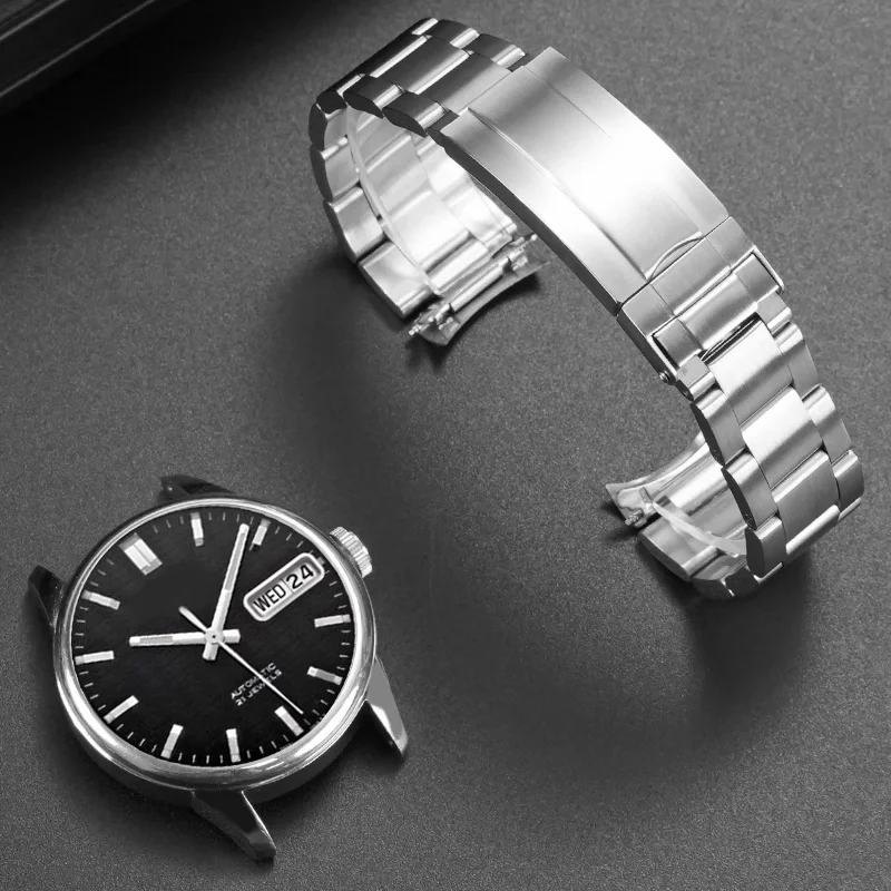 Brushed Stainless Steel 19mm Curved End Jubilee Oyster Watch Strap