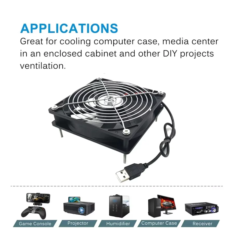 USB Router Set-top Box TV Cat Ventilation Mute 8CM12CM Fan Cooling_voghion.com