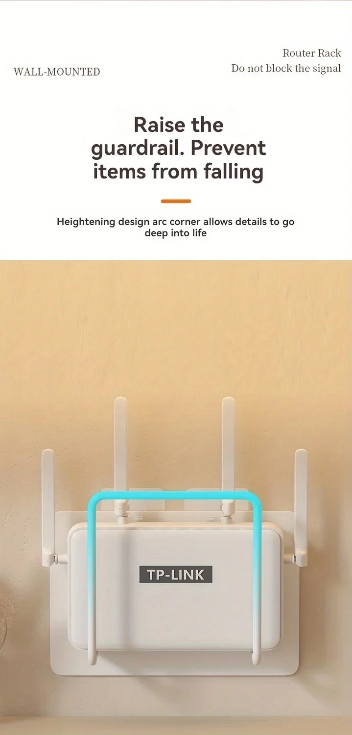 1 Stück Wandmontage-Router-Regal - Eisenhalterung Multifunktionales Heim-Büro-Nachttischregal für WLAN-Router-Box-Aufbewahrung Einfache Installation Ohne Bohren – Detail 4