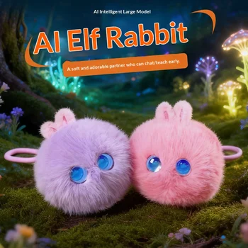 Giocattolo di Peluche Intelligente a Forma di Coniglio con AI, Edizione Internazionale, Conversazione Vocale, Interazione Wi-Fi, Compagnia Emozionale, Bambola Robot Intelligente