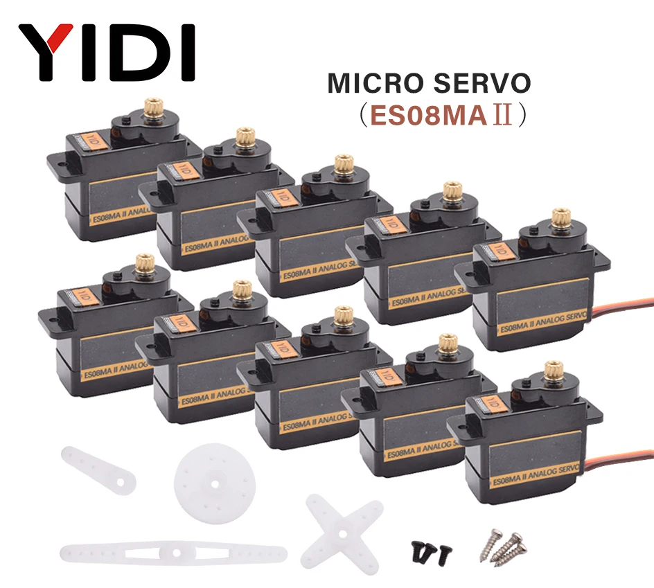 pçs ii micro metal servomotor de engrenagem analógico rc arduino servo motor diy brinquedo carro barco helicóptero avião robô