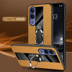 Custodia per telefono in pelle PU a forma di pelle di pecora con supporto magnetico per anello e protezione dell'obiettivo antiurto