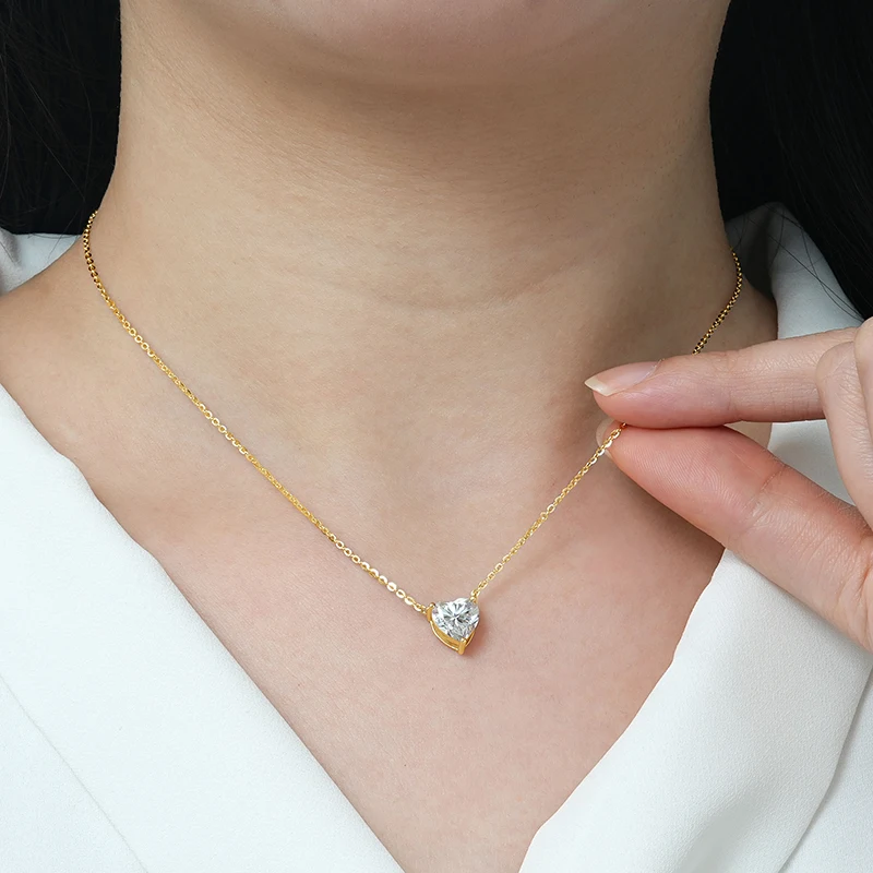 IOGOU 스위트 하트 컷 모이사나이트 다이아몬드 목걸이 2.0CT 1CT 0.5CT 솔리테어 펜던트 실버 925 GRA 인증 여성용 주얼리