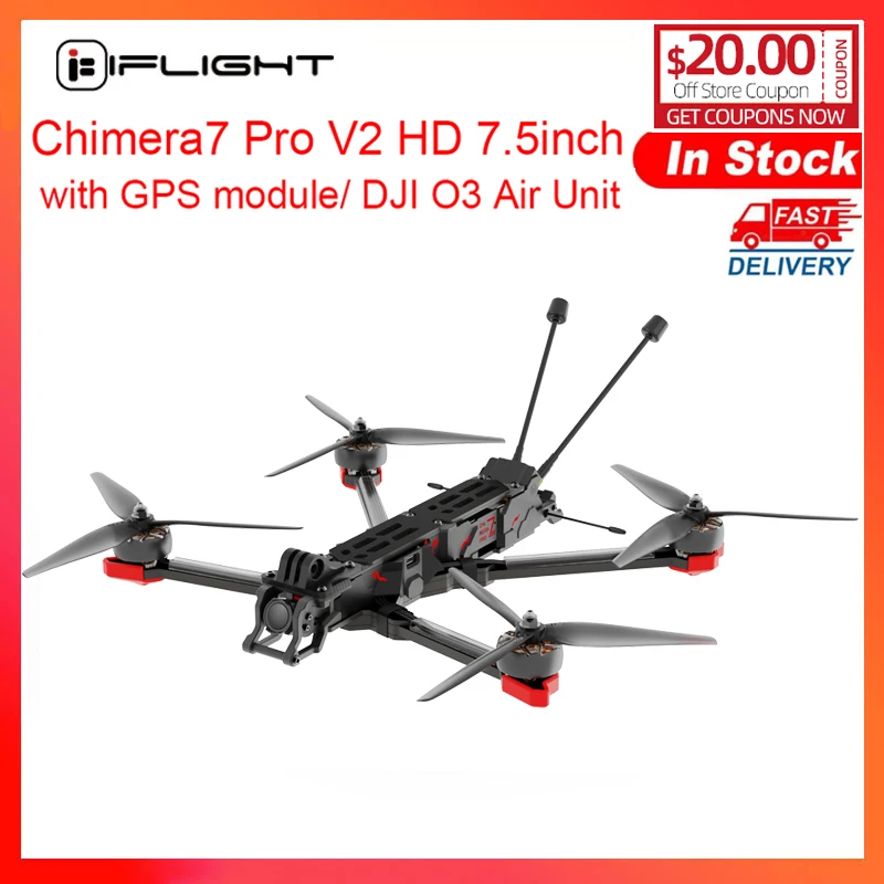 Iflight Chimera7 Pro V2 Hd 7.5 Pollici 6S Lr Bnf Con Blitz F7 55A Stack / Dji O3 Air Unit / Xing2 2809 1250Kv Motore/Gps Per Fpv