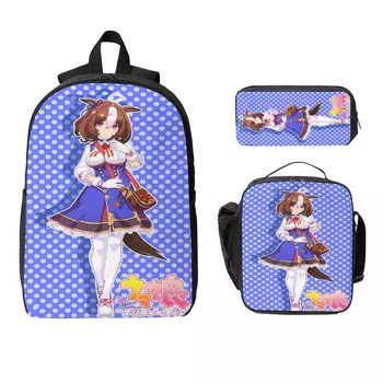 3Pcs Umamusume Pretty Derby Backpack Set for Boy Girl Pencil Boxes Bookbag Sets with Lunch Box For School Students Daypack 1