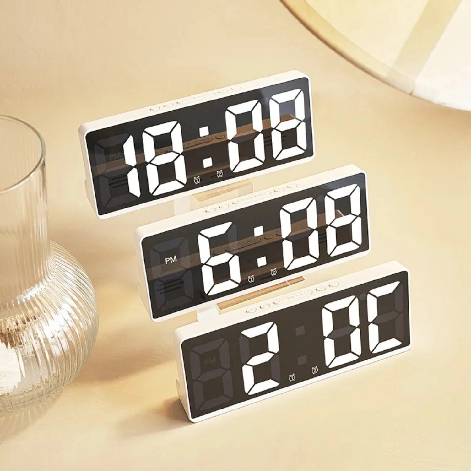 Two Sets of Minimalist  Alarm Clocks - Korean Fashion Style with Big  Digital Display  Bedrooms 5
