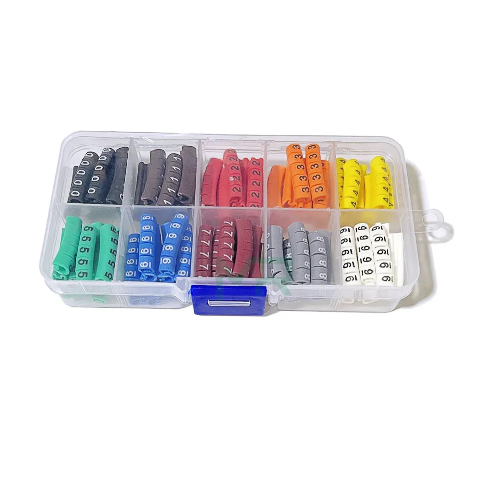 Cable Marker 300-500PCS/box EC-0 EC-1 EC-2 Cable Marker Wire Marker Number 0 to 9 Cable Size 1.0~10 sqmm Mix Colored