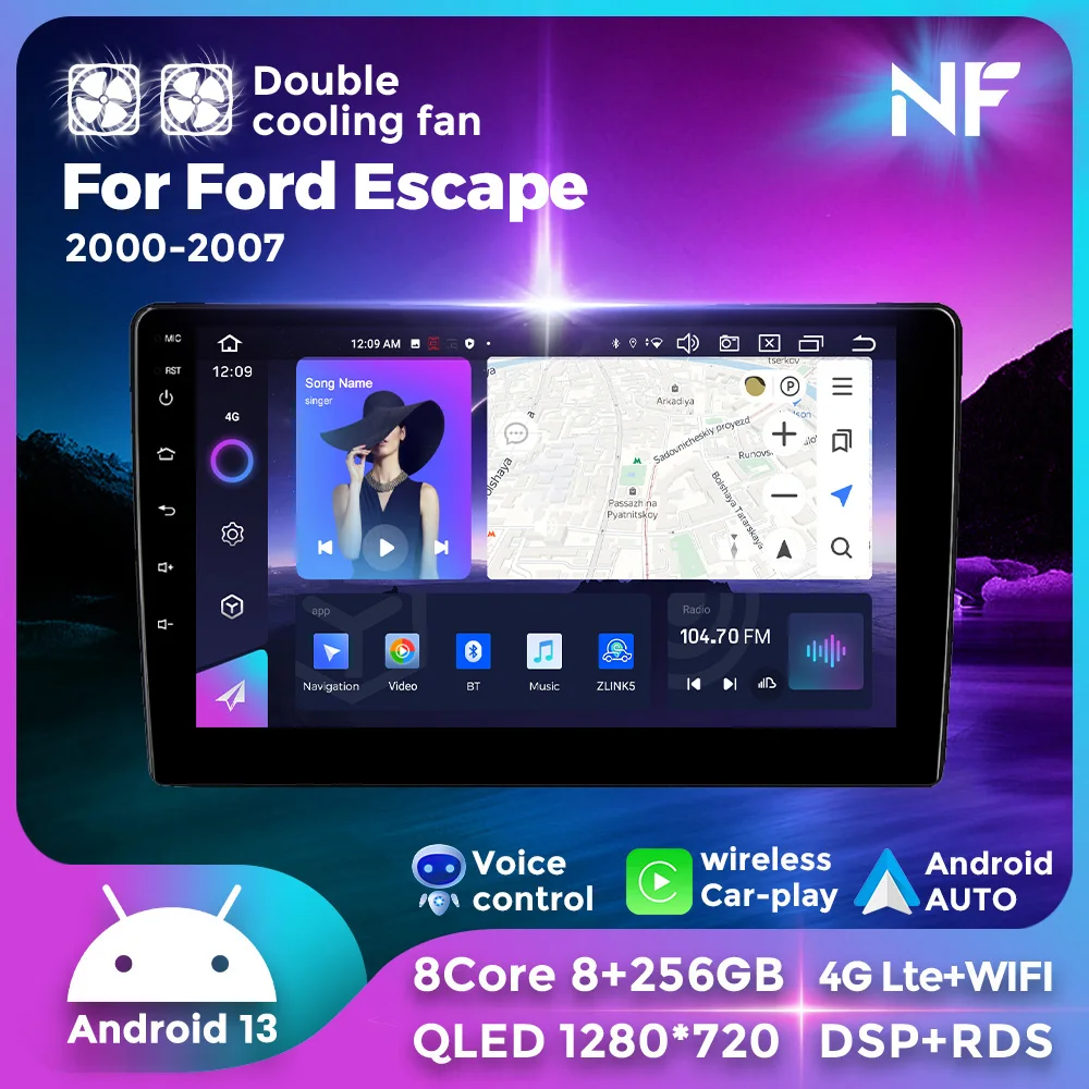 

Автомагнитола мультимедийный видеоплеер Android 13 4G Lte + WIFI GPS-навигация для Ford Escape 2000-2007 Авторадио Carplay