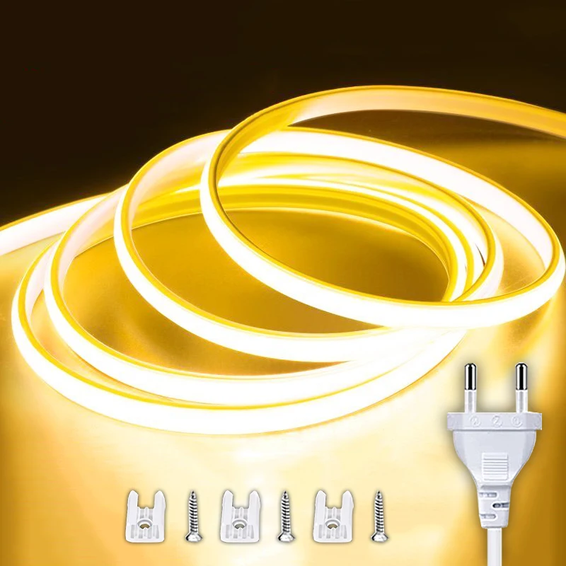 ตัวเลือกสินค้า COB LED Strip 220V กันน้ำ ปลั๊ก EU ใช้ได้ทั้งบ้านและกลางแจ้ง