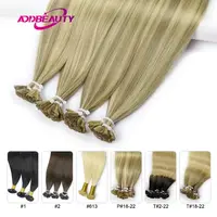Extension de cheveux naturels lisses, lot de 50 pièces, mèches de kératine à bout plat, couleur Blond ombré, 0.8g/ 1g/brin 1