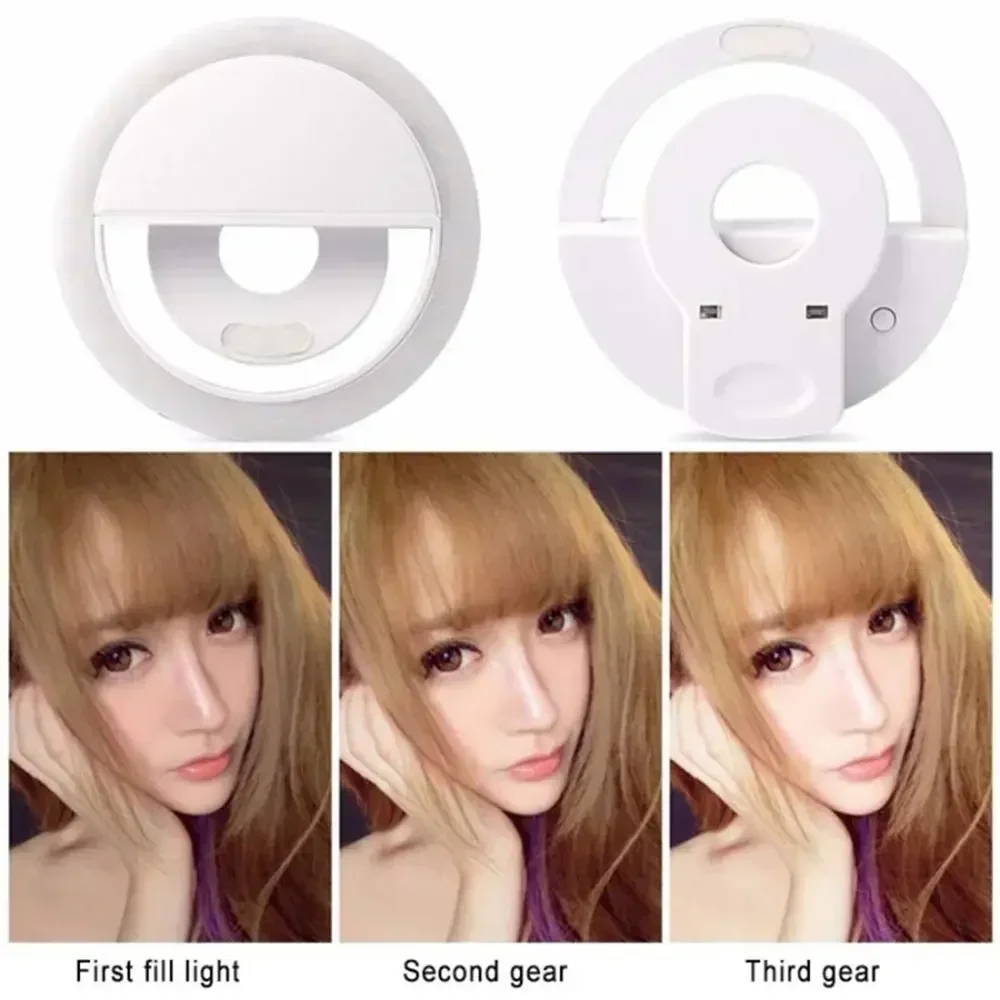 Portable Clip-On LED Selfie Ring Light with USB Charging