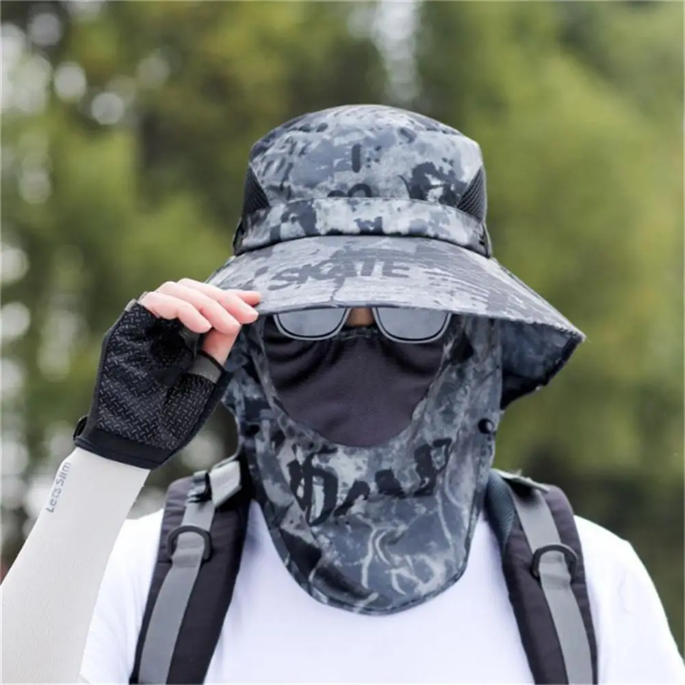 Outdoor Sun Hat with Face Neck Flap Wide Brim Cap for Fishing