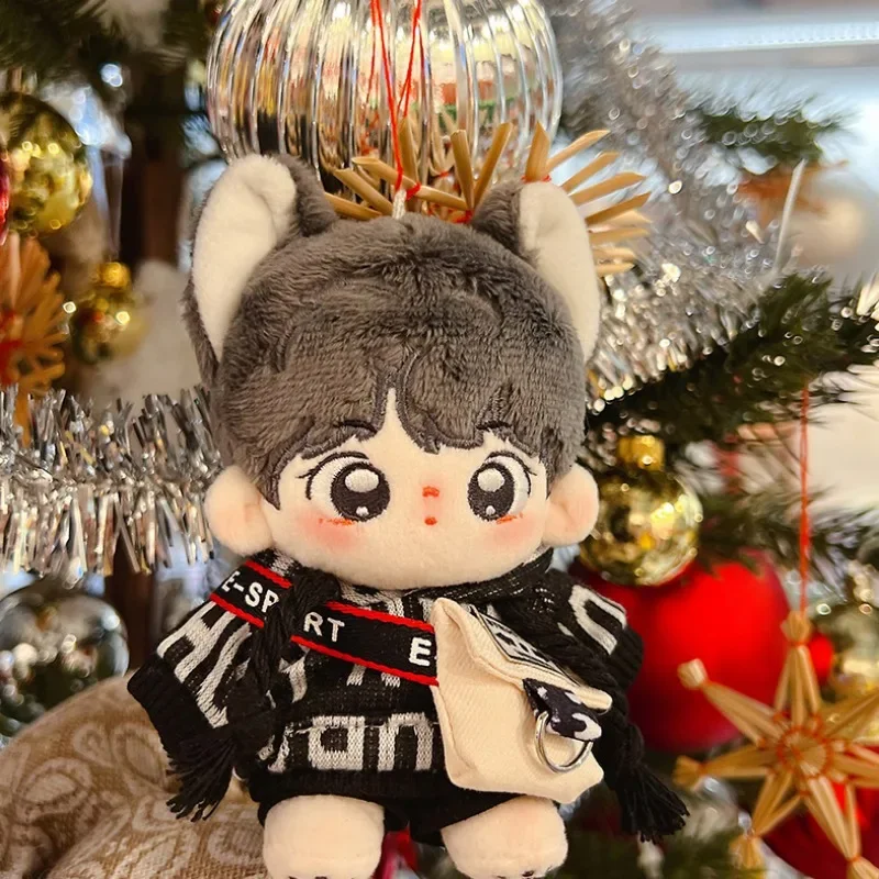Handmade 3pc 10cm Plush Doll's Clothes Black Khaki Letter Hoodie Shorts Dolls Accessories Outfit