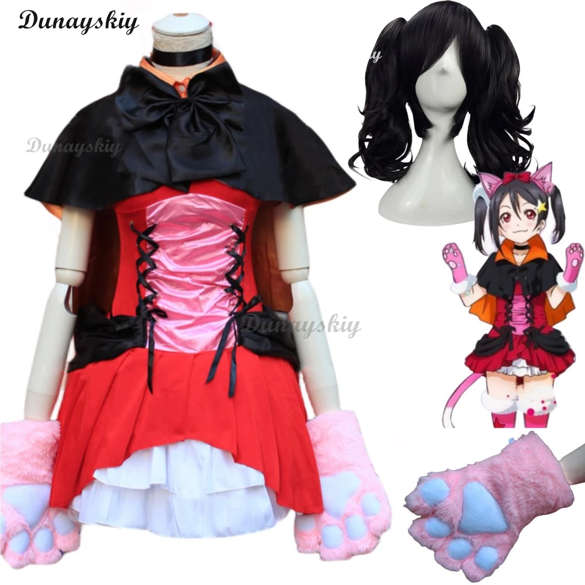 

Anime LoveLive! Nico Yazawa Cosplay Costume Wig Cat Dress Devil Witch Maid Attire Uniform Woman Sexy Kawaii Carnival Suit