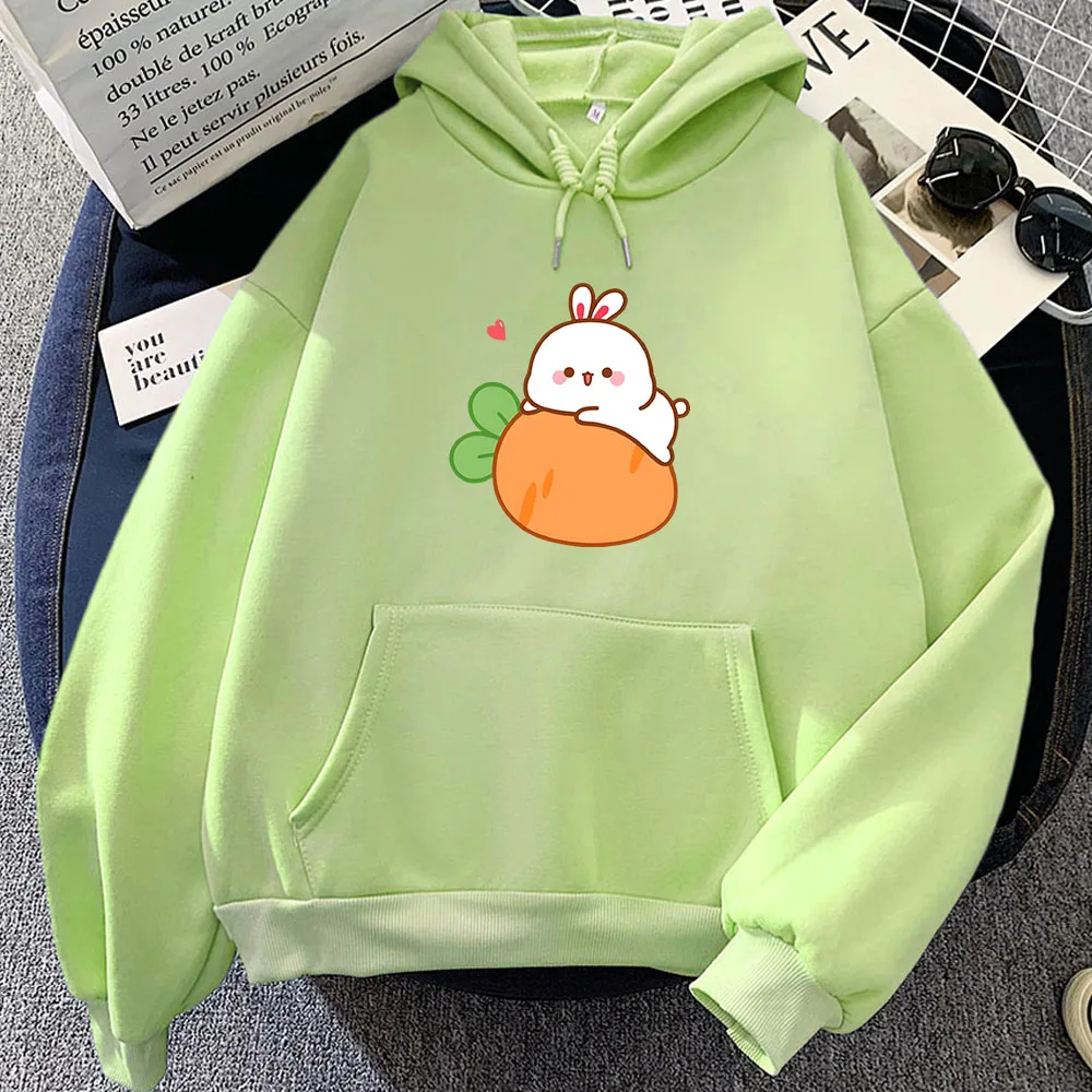 Rabbit and Carrot Cute Printed Hoodies Women/Men Kawaii Cartoon Print Sweatshirts Winter Comfortable Casual Girls Pullovers Tops