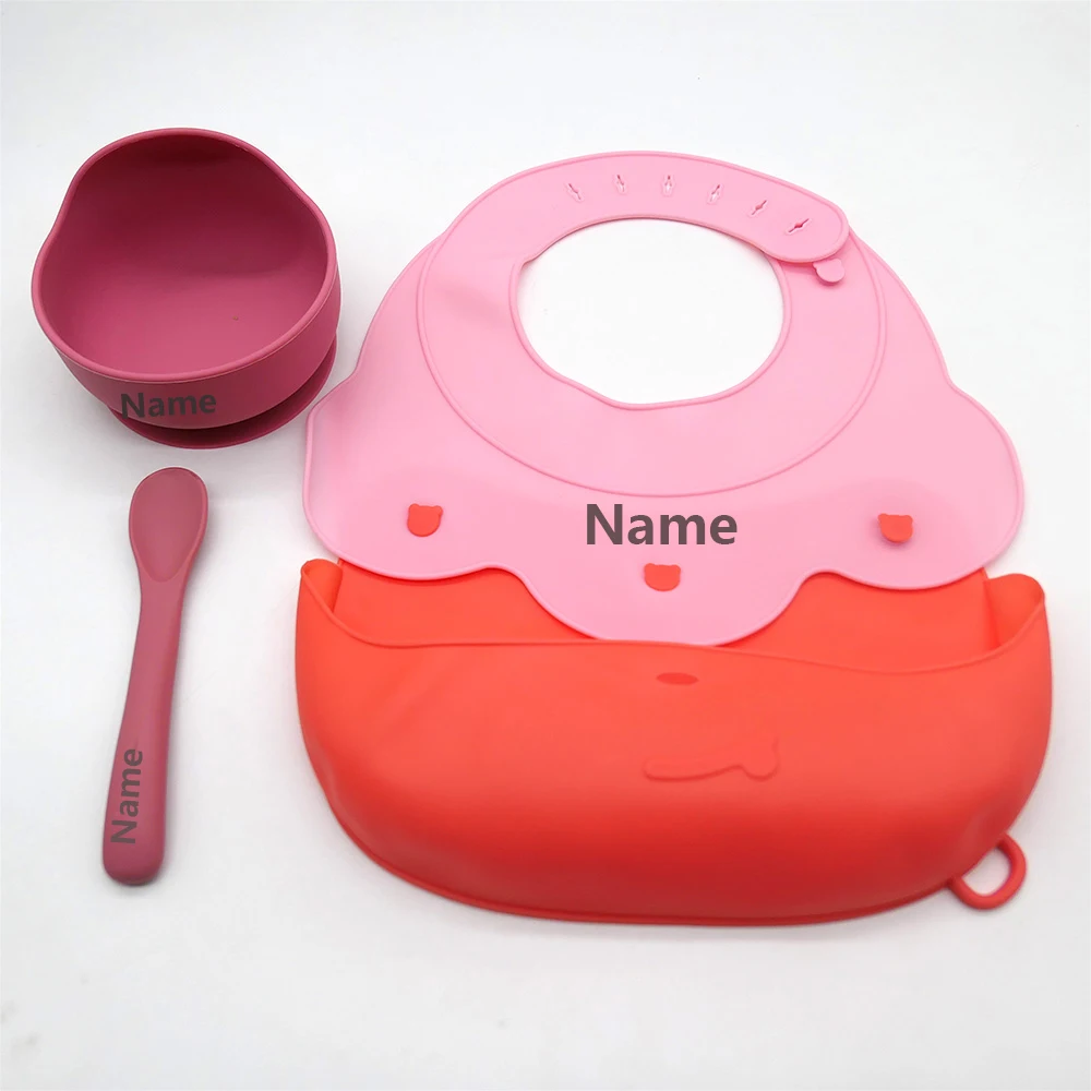 Silicone Tableware Set Waterproof and Easy to Clean Free Name Engraving Creative Gifts Customized for Babies