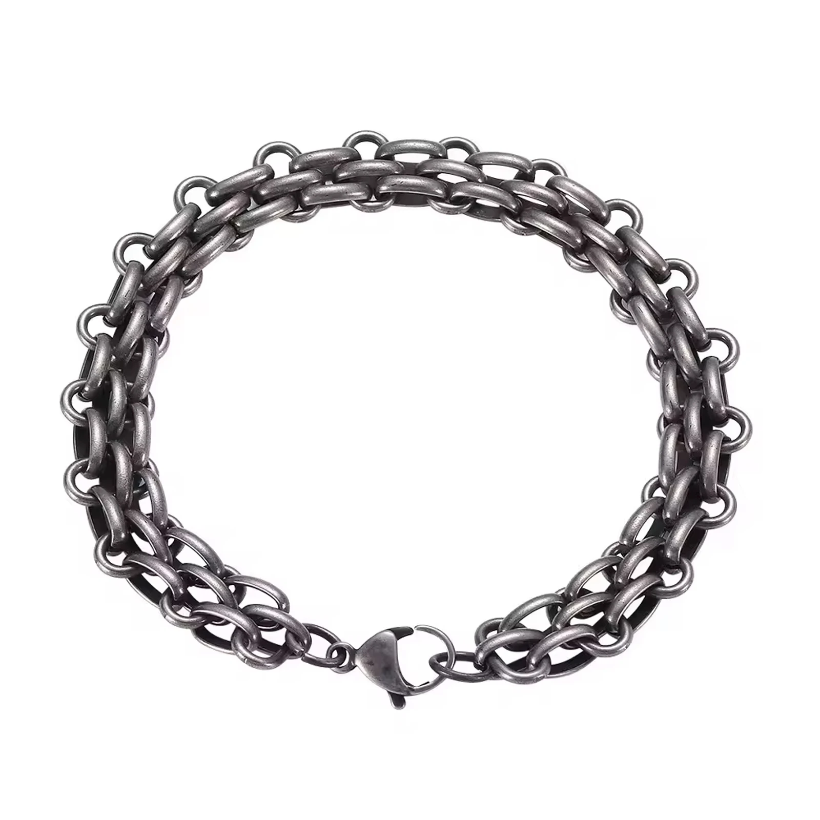Handmade Vintage Black Stainless Steel Motorcycle  Chain Link Wire Bracelets Unisex