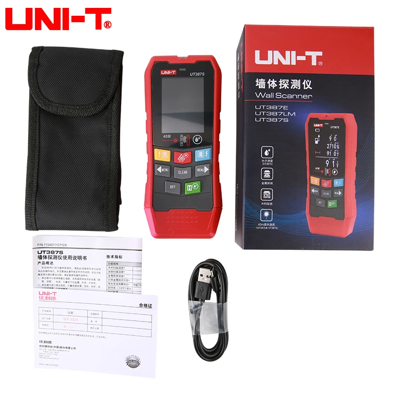 UNI-T Wall Scanner UT387E UT387S UT387LM 4 In 1 Metal Detector Wood Stud Finder AC Voltage Live Cable Wires Depth Tracker 6