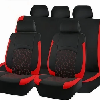 Coprisedili per auto universali per tutte le stagioni da 9 pezzi, tessuto in poliestere resistente ricamato a nido d'ape, coprisedili per auto lavabili a mano