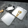 304 Flat Bottom Stainless Steel Square Tray Baking Pan Multifunctional Dessert Straight Edge Baking Tray Kitchen Storage Tools 6