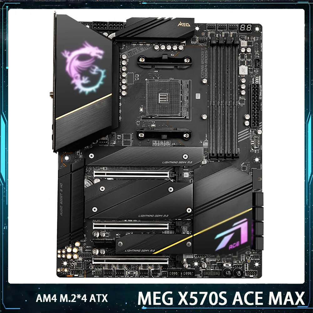 Meg X570S Ace Max Per Msi Am4 Ddr4 128Gb Sata3 * 8 M.2*4 Usb3.2 Wi-Fi 6E Supporto R9 Scheda Madre Desktop Funziona Perfettamente Veloce Nave