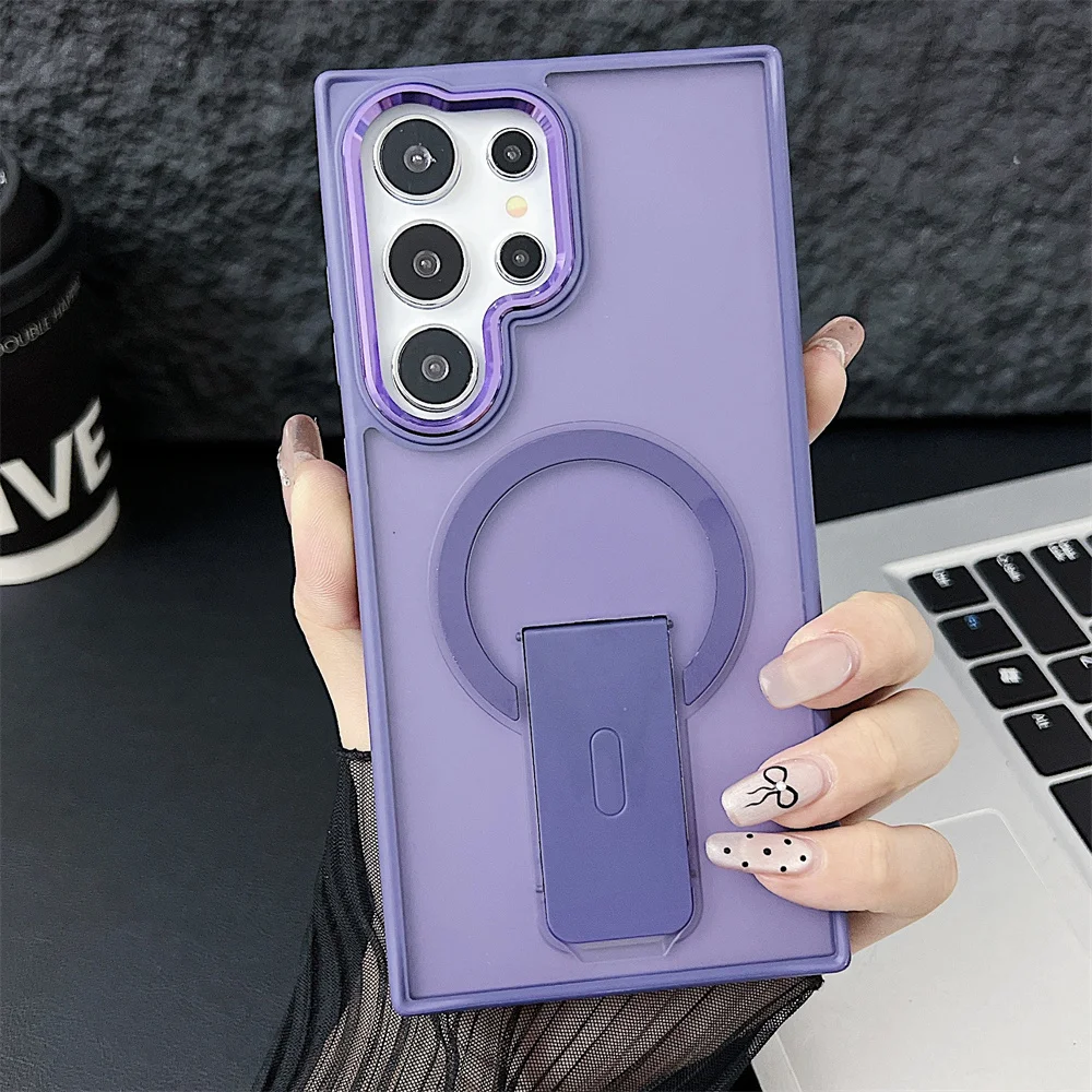 Enhanced Magnetic Wireless Charging Stand Holder Case with Matte Luxury Finish