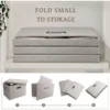 Medium 15" 21 Quart Collapsible Stackable Storage Bins w/ Lids, 5 Packs Beige Foldable Fabric Closet Boxes Lidded Linen 3