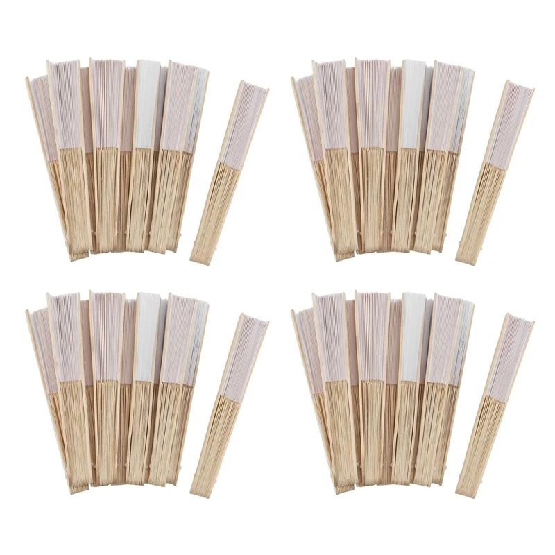 

40 Pcs/Lot 21Cm White Color Fabric Hand Fan, Silk Hand Fan Wedding Party Promotion Favor